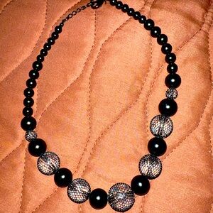 White House Black Market Black and clear beaded necklace